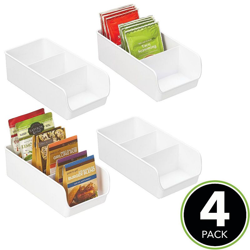 mDesign Plastic Food Storage Bin Organizer for Kitchen Cabinet - 4 Pack