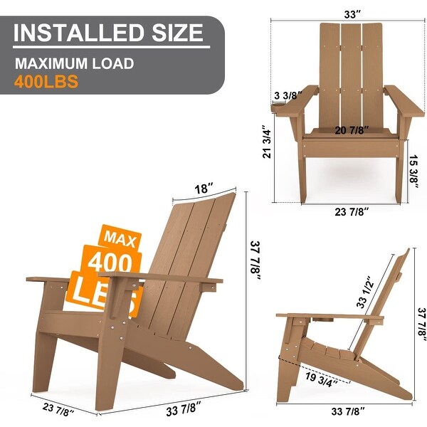 WINSOON 2Piece All Weather HIPS Outdoor Adirondack Chair with CupHolder and Ottoman