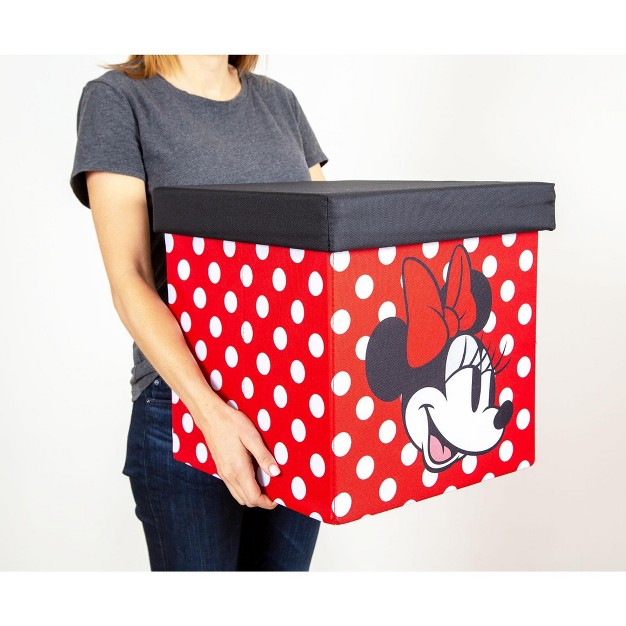 Ukonic Disney Mickey amp Minnie 15 inch Storage Bin Cube Organizers With Lids Set Of 2