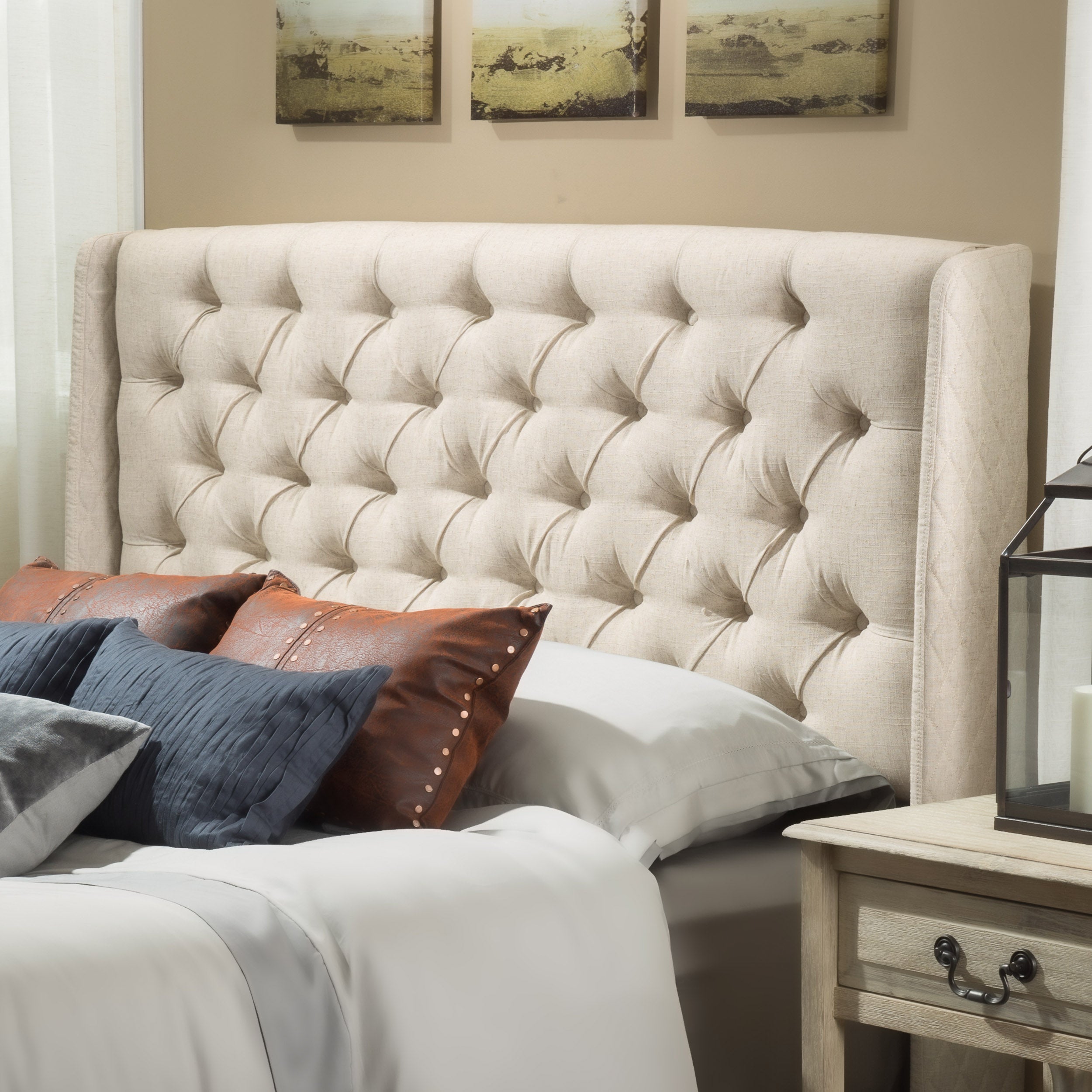 Liberty Winged King/ Cal King Tufted Fabric Headboard