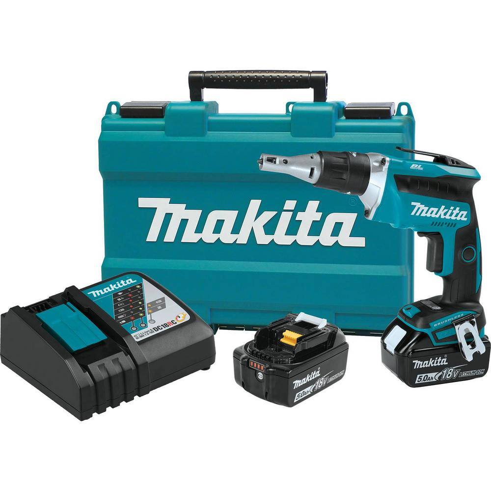 Makita 18V 5.0Ah LXT Lithium-Ion Brushless Cordless Drywall Screwdriver Kit XSF03T