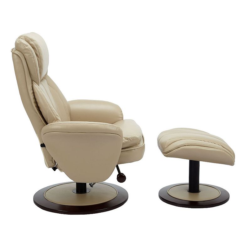 46.25 Ivory and Black Adjustable Swivel Recliner with Ottoman