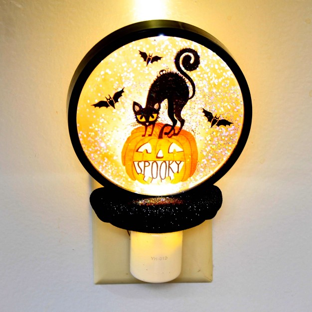 Ganz Black Cat Night Light One Halloween Nightlight 6 25 Inches Black Cat Pumpkin Mh190311 Acrylic Black