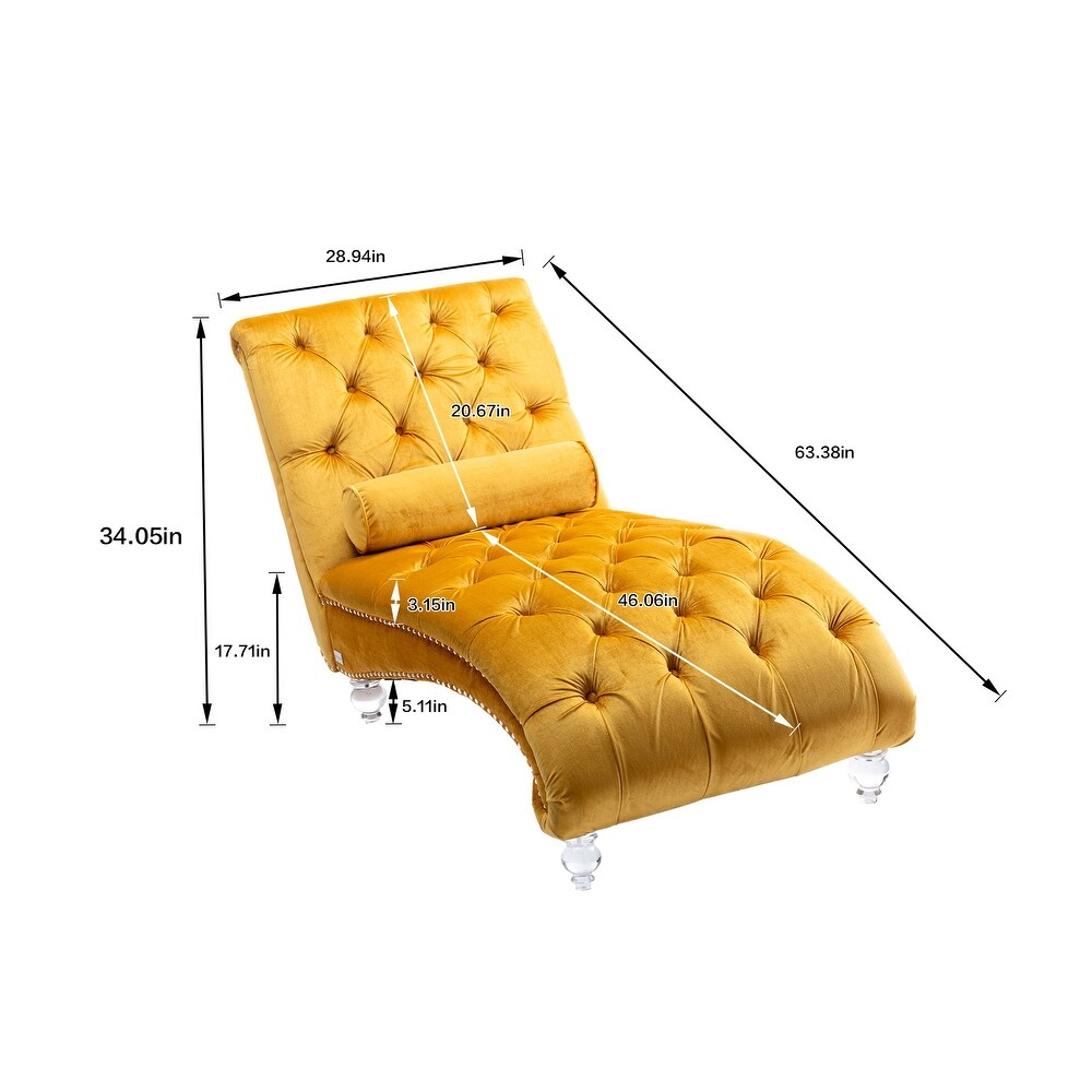 Acrylic Foot Tufted Lounge Chair Chesterfield Lounge Button Tufted Chaise