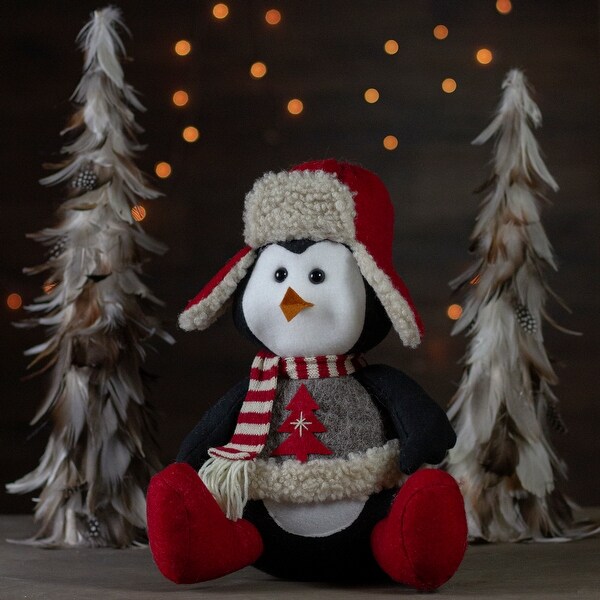 12 Red White Gray Sitting Winter Penguin Christmas Tabletop Decor