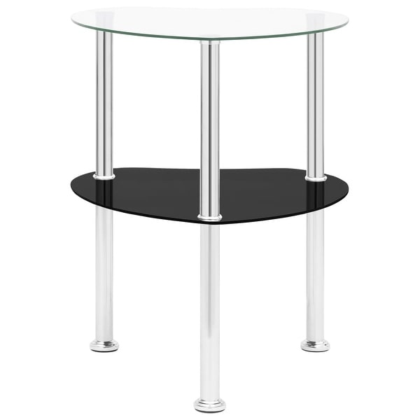 2-Tier Side Table Transparent and Black 15