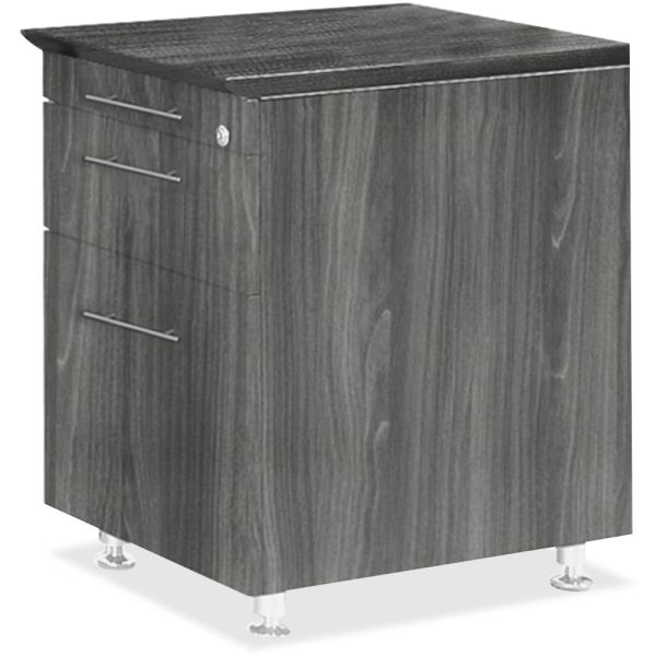 Safco Medina Laminate Pedestal， Left or Right， 3-Drawers: Pencil/Box/File， Legal/Letter， Gray Steel， 15.5