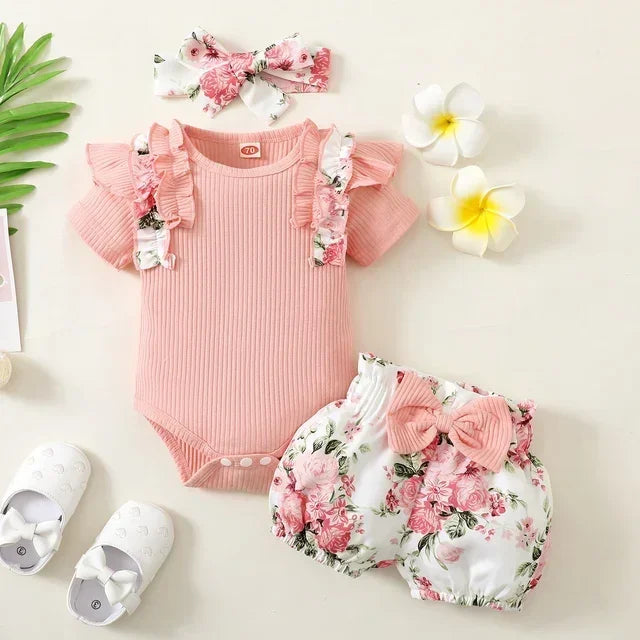 3Pcs Newborn Baby Girl Clothes Sets Infant Outfit Ruffles Romper Top Bow Leopard Pants New Born Autumn Fall Toddler Clothing