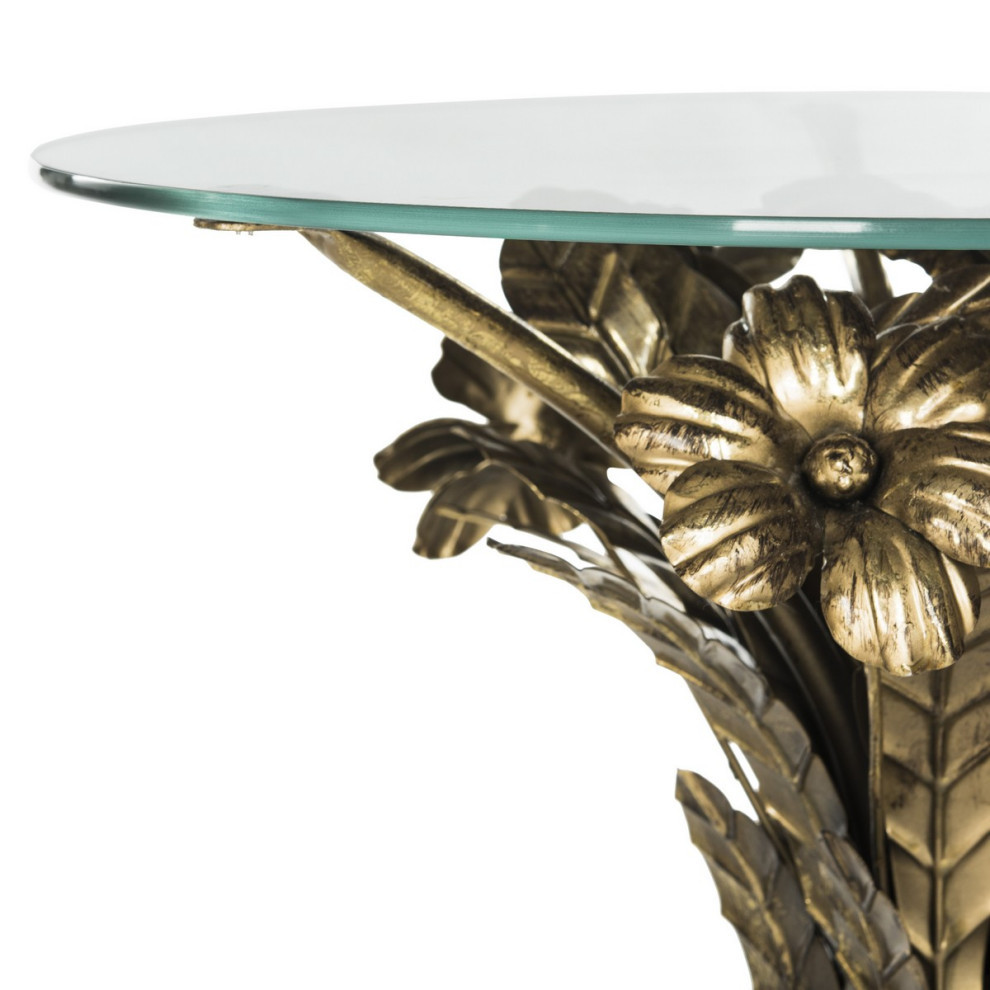 Carol Gold Leaf Bouquet Side Table Antique Gold   Contemporary   Side Tables And End Tables   by AED Luxury Home Decor  Houzz