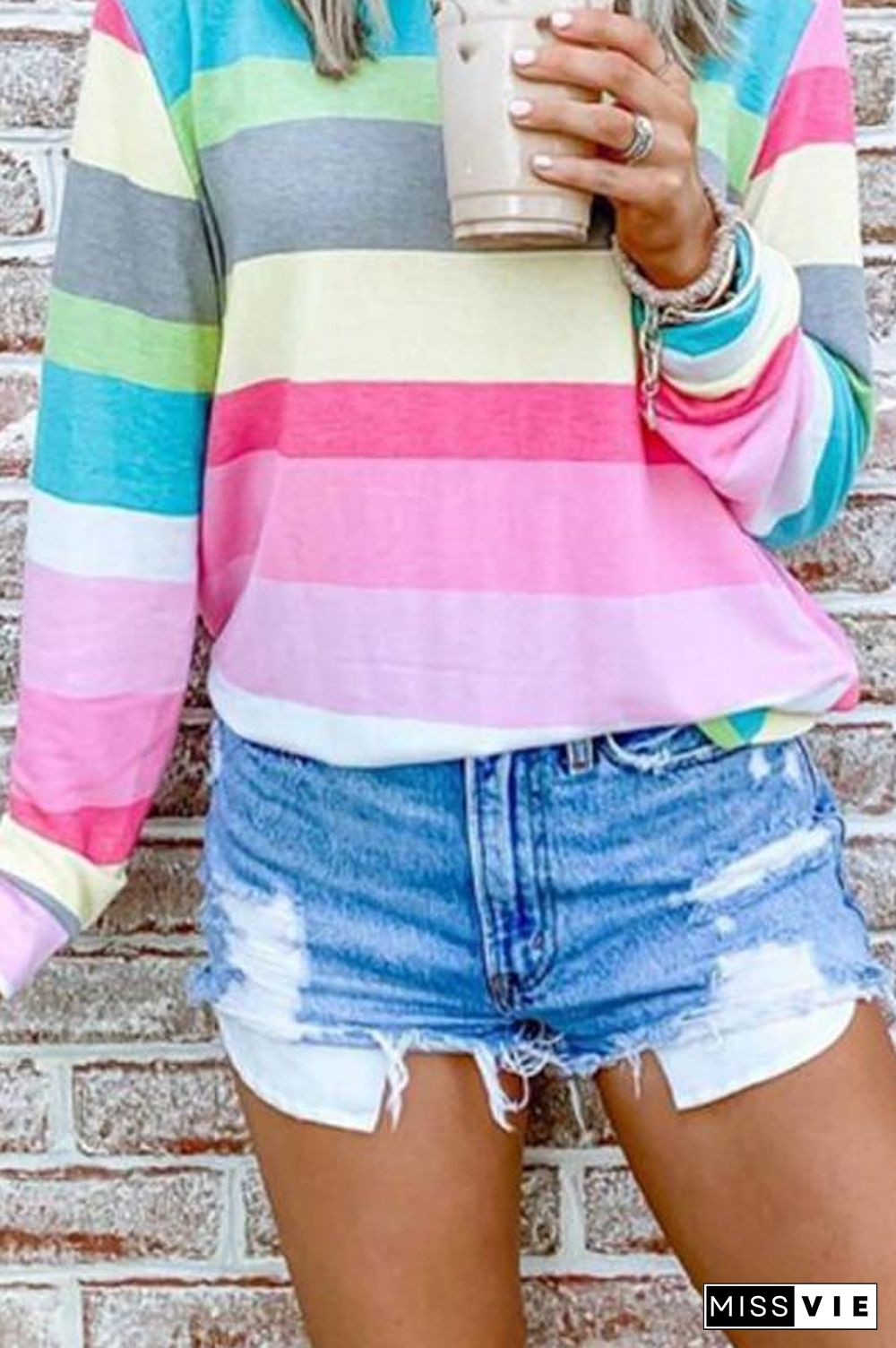 KarliDress Long Sleeve Rainbow Blouse P12638