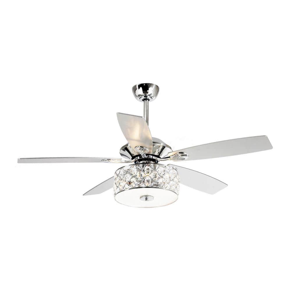 matrix decor 52 in Indoor Chrome Crystal Chandelier Ceiling Fan with Light and Remote Control