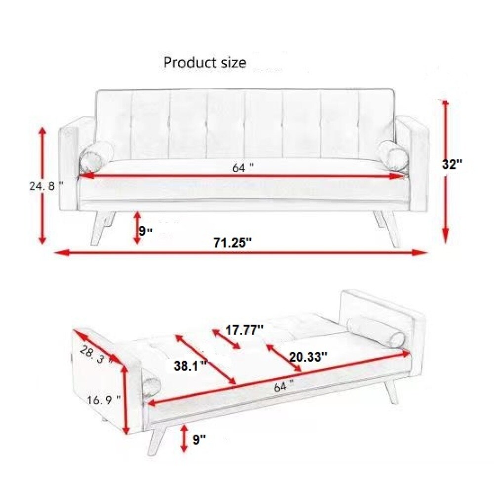 Modern Upholstered Love Seats Sofa with 2 Bolster Pillows