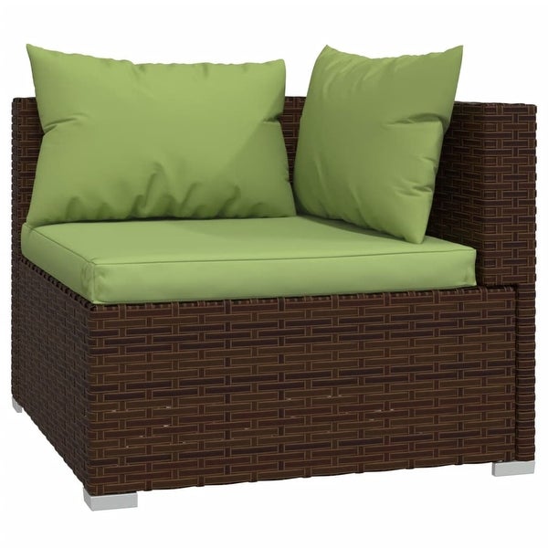 4 Piece Patio Lounge Set with Cushions Poly Rattan Brown - Overstock - 37573939