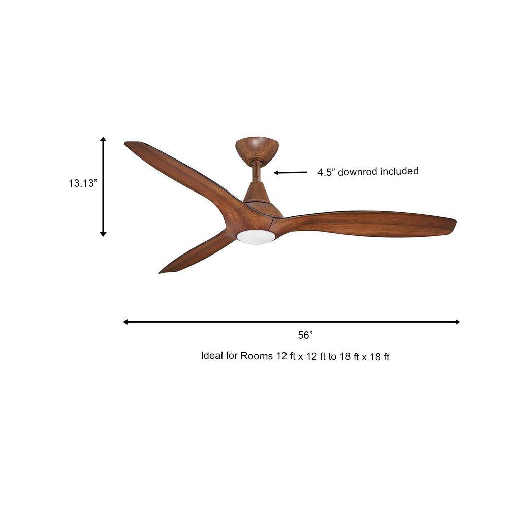 Home Decorators Collection Tidal Breeze 56 in. LED Indoor Distressed Koa Ceiling Fan with Light Kit and Remote Control 54662