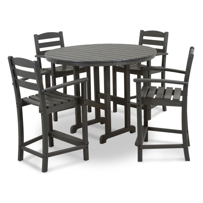 Polywood La Casa Café 5-Piece Round Farmhouse Counter Set PWS143-1