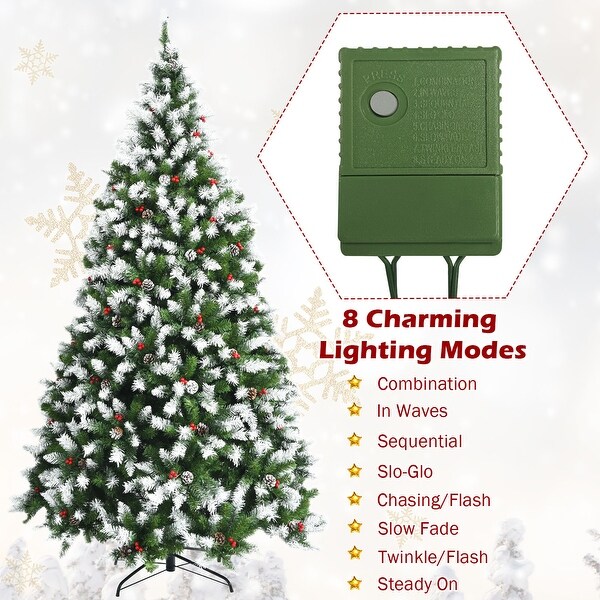 Costway 6ft/7.5ft/9ft Prelit Snowy Christmas Tree 818/1398/2058 Tips