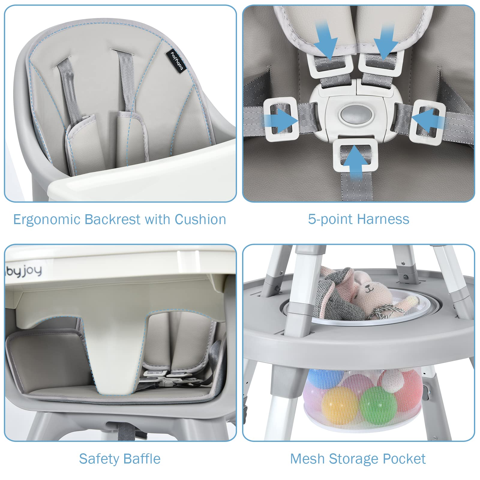 BABY JOY 6 in 1 Baby High Chair , Convertible Infant Feeding Chair w/ Removable Tray