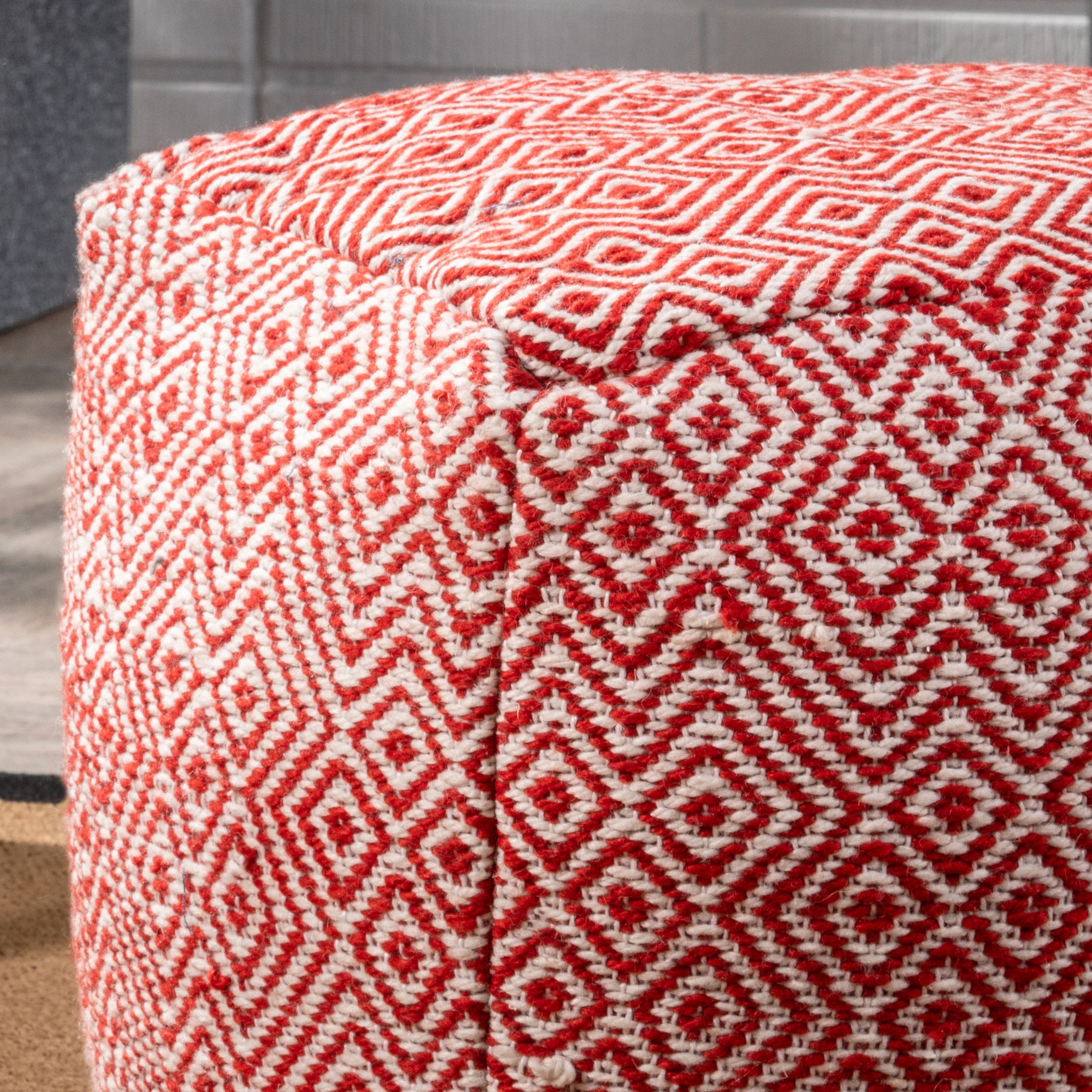 Alston Outdoor Handcrafted Boho Water-Resistant Pouf