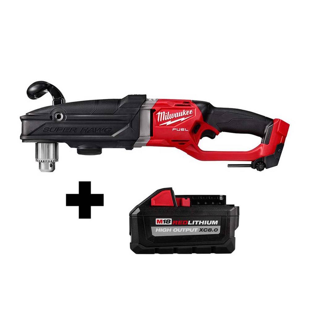 MW M18 FUEL 18-Volt Lithium-Ion Brushless Cordless GEN 2 Super Hawg 12 in. Right Angle Drill with Free 8.0 Ah Battery 2809-20-48-11-1880