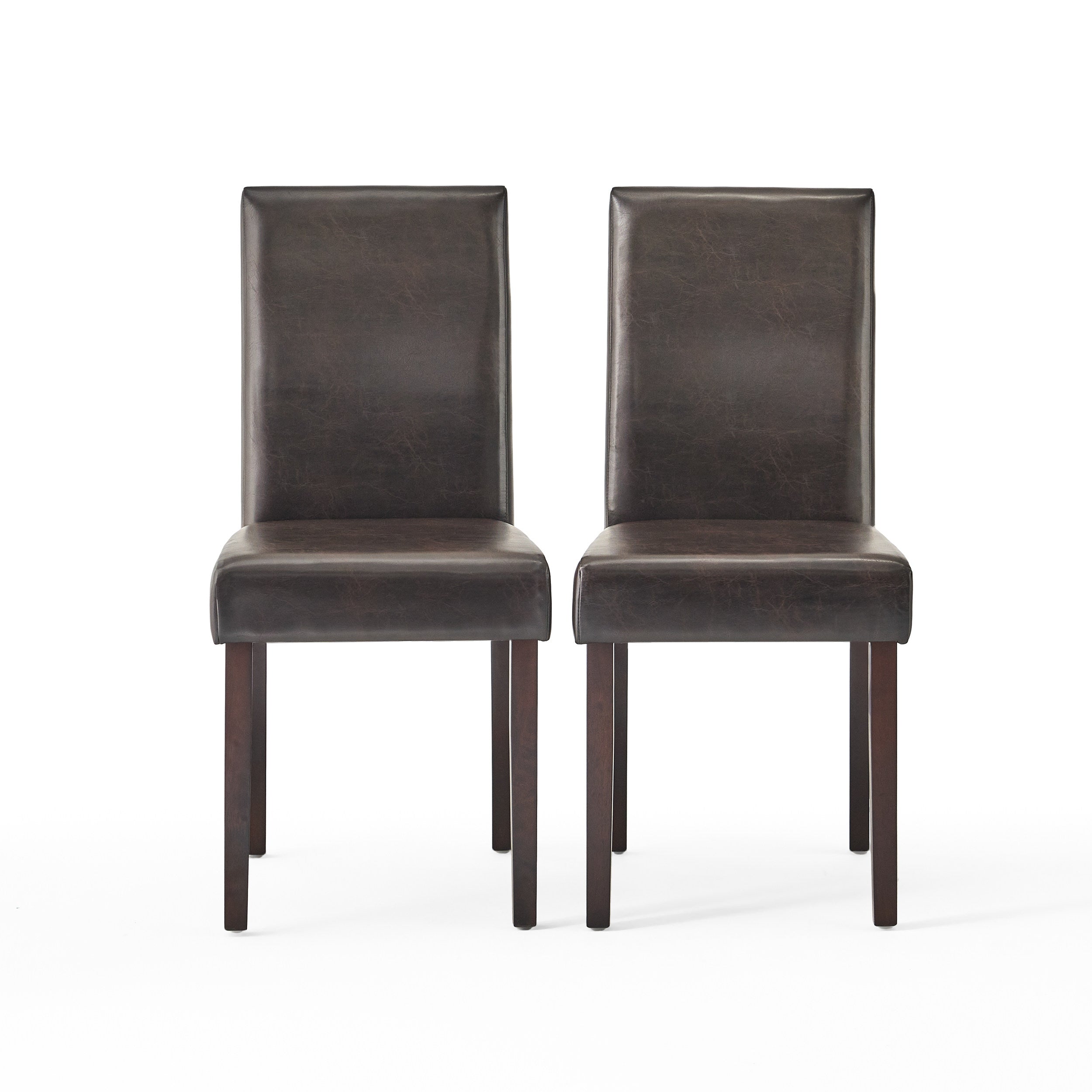 Esteban Brown Leather Parson Dining Chairs (Set of 2)