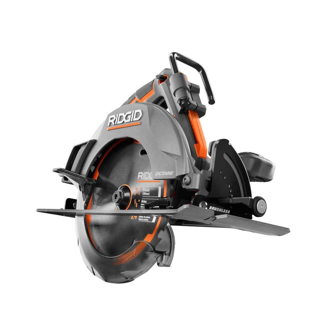 RIDGID 18V OCTANE Brushless Cordless 7-14 in. Circular Saw Kit with 18V Lithium-Ion 4.0 Ah Battery (2-Pack) AC87004P-R8654B