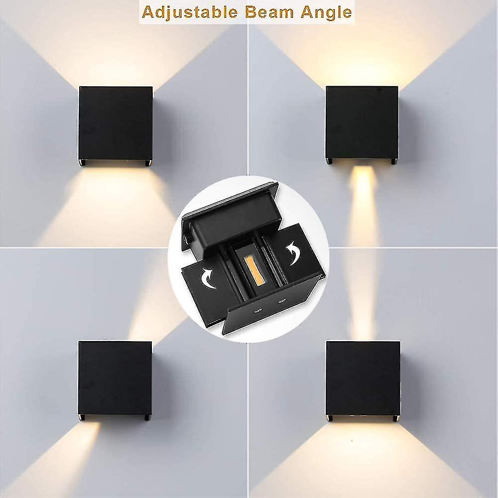 2*6w Modern Aluminum Led Outdoor Wall Light Fixtures - Black