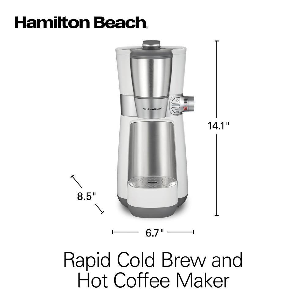 Hamilton Beach Convenient Craft 2-Cup White Drip Coffee Maker with Hot or Cold Brew 42500