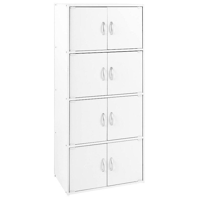 Hodedah 8 Door Enclosed Multipurpose Storage Cabinet for Home and Office， White