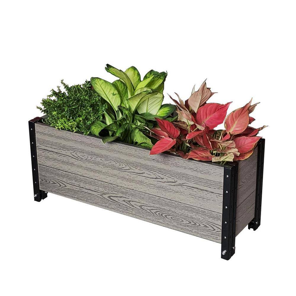 EverBloom 36 in. L x 12 in. W x 14 in. H Composite Trough Planter in Grey E143612G