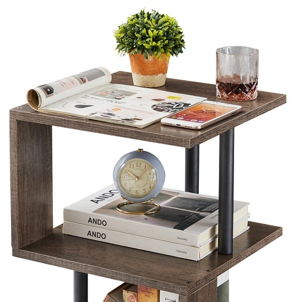 3-Tier Side Table Set of 2 Tall End Table with Storage Rack