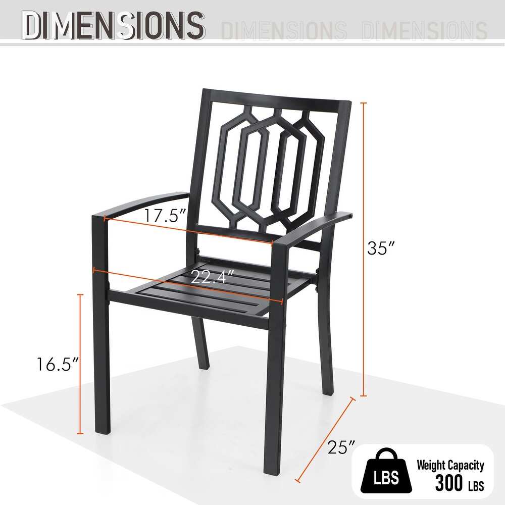 2 Piece Outdoor Patio Metal Dining Chairs for Garden Backyard E coating Weather resistant Stackable Armchairs