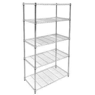 Tidoin Silver Rolling 5-Tier Metal Heavy Duty Wire Shelving Unit (36 in. W x 60 in. H x 14 in. D) DHS-YDW1-044