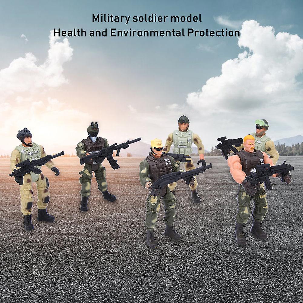 6pcs Movable Military Soldier Police Models With Joint And Weapons For Parent Child Interaction