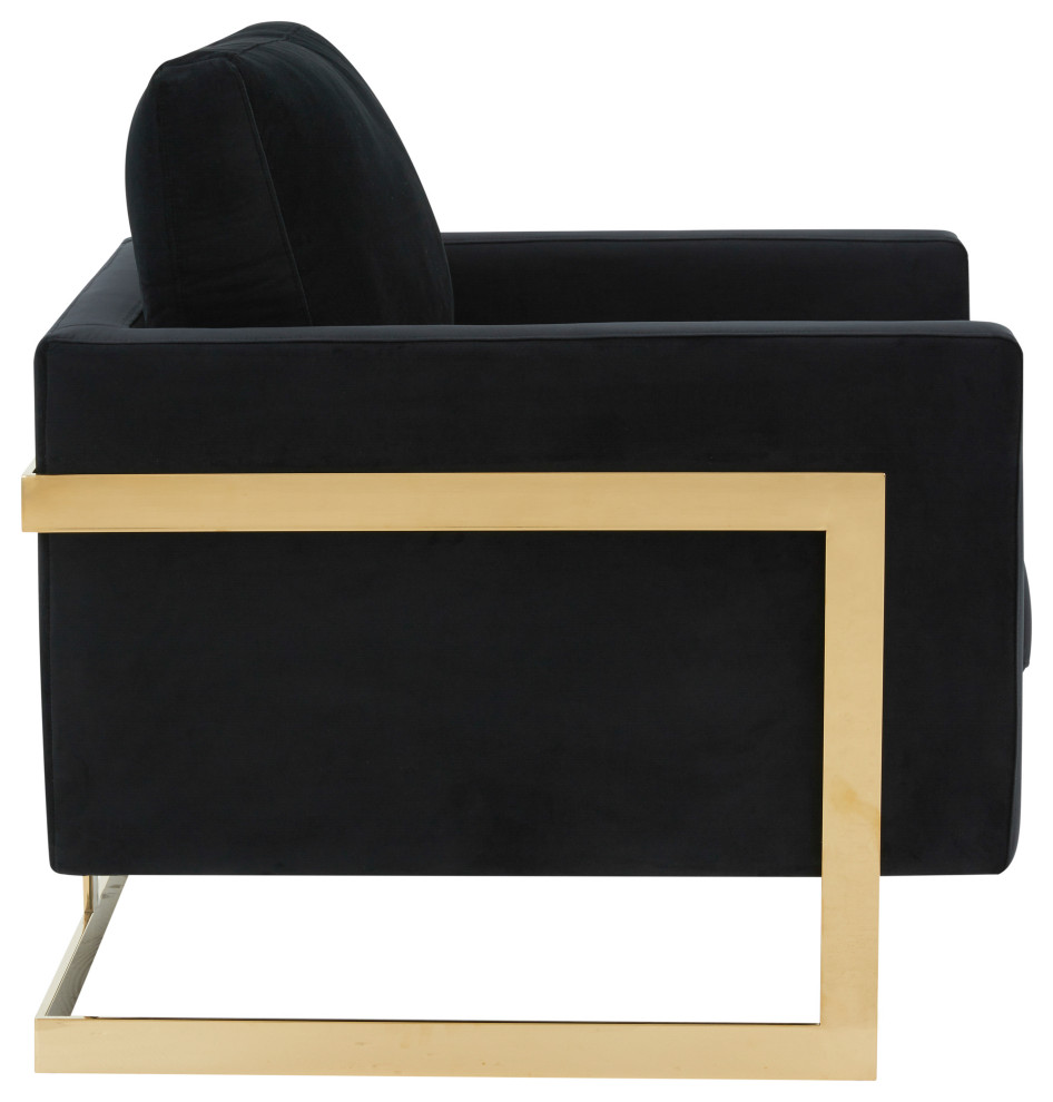 LeisureMod Lincoln Velvet Accent Arm Chair With Gold Frame   Contemporary   Armchairs And Accent Chairs   by LeisureMod  Houzz