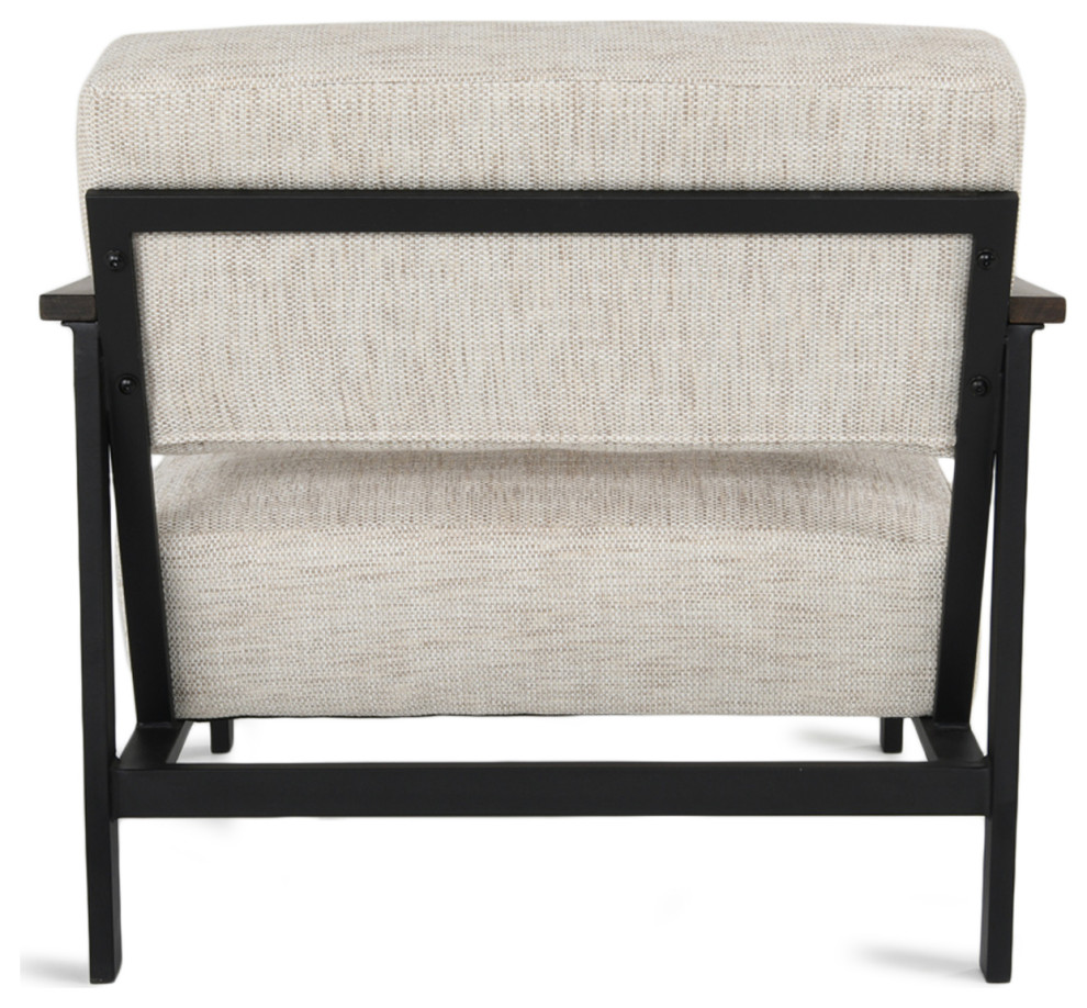 Wide Iron Oak Linen Arm Chair   Industrial   Armchairs And Accent Chairs   by Design Mix Furniture  Houzz