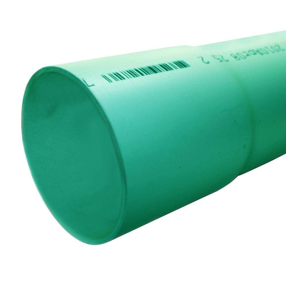 JM EAGLE 4 in. x 10 ft. Rigid PVC SDR35 Gravity Sewer Pipe Green Belled End 30569