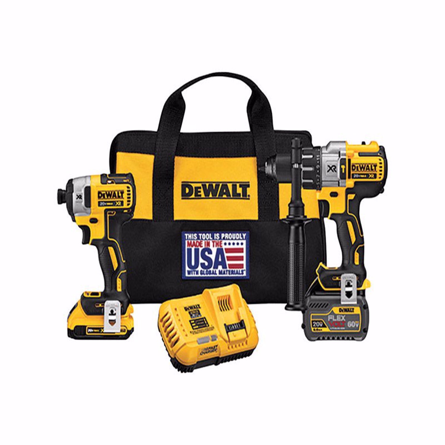 DW FLEXVOLT 20V MAX 20 V Cordless Brushless 2 Tool Hammer Drill and Impact Driver Kit