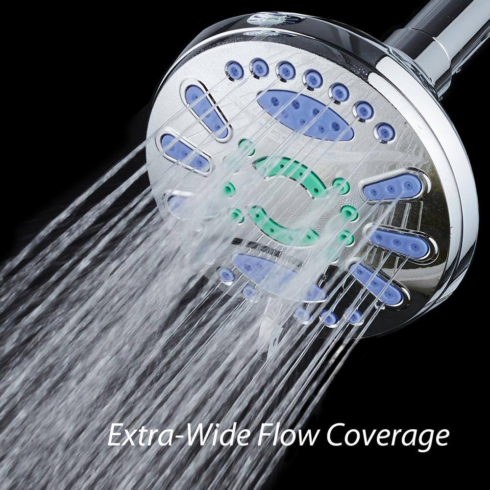 Aquastar Antimicrobial 6-Spray 4.3 in. High Pressure Single Wall Mount Fixed Adjustable Shower Head in Chrome 6710