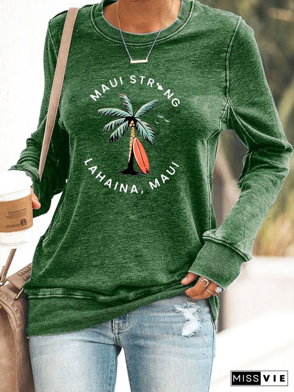 Women's Maui Strong Hawail Print Casual Sweatshirt