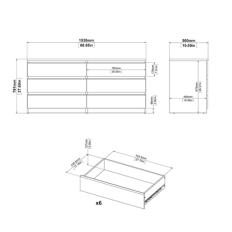 Tvilum Scottsdale 6-Drawer Double Dresser