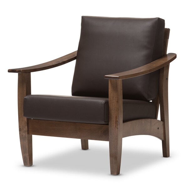 Baxton Studio Phanessa Mid-century Brown Faux Leather Accent Chair