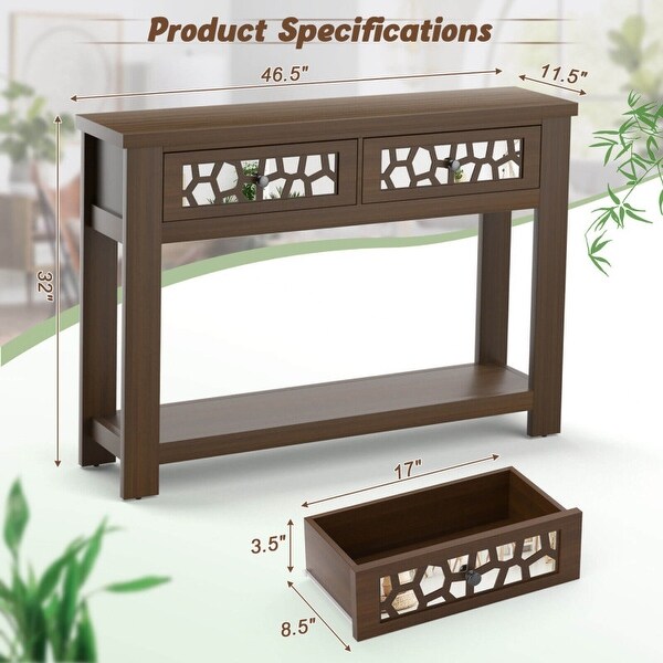 2-Tier Console Table with Drawers and Open Storage Shelf - 46.5