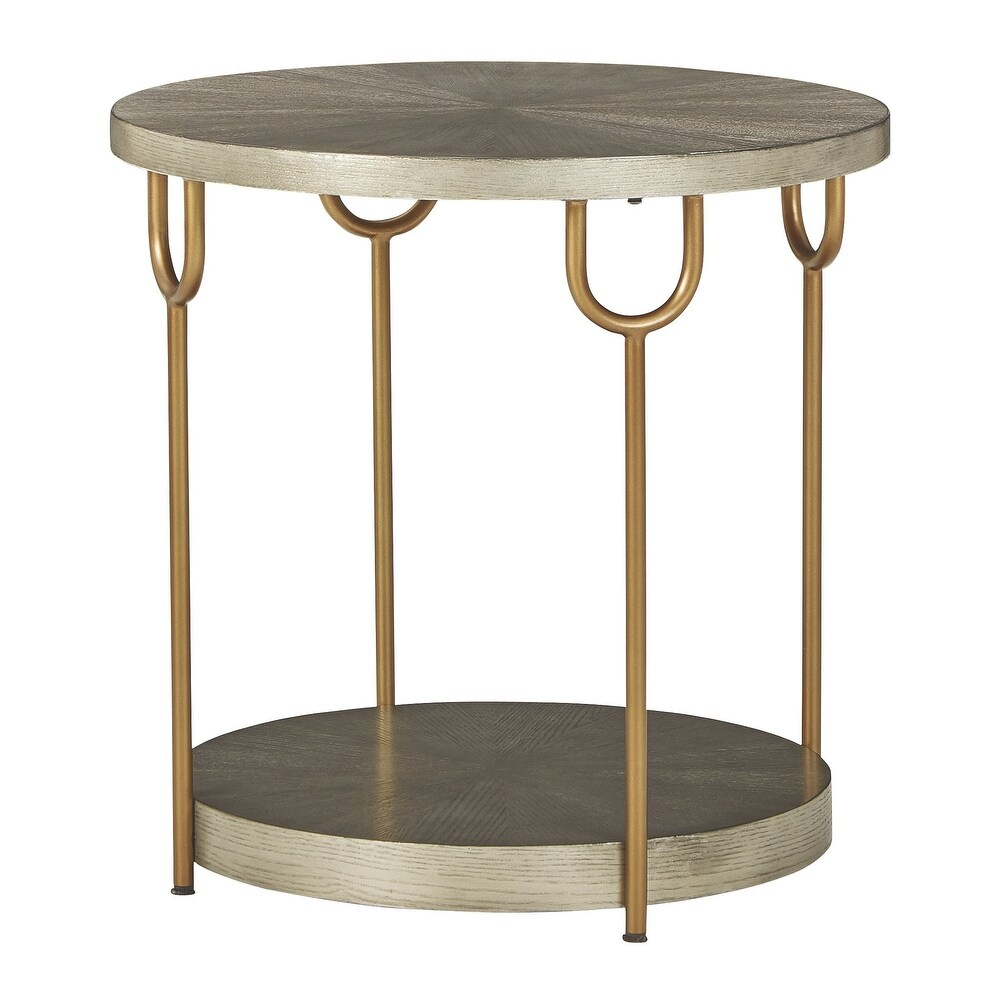 Signature Design by Ashley Ranoka Metallic Round Accent Table