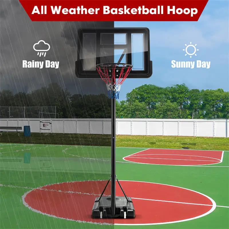 Outdoor Portable Basketball Hoop 12-Level Height Adjustable Basketball Goal System with 44 Inch Shatterproof Backboard for Kids Teens Adults