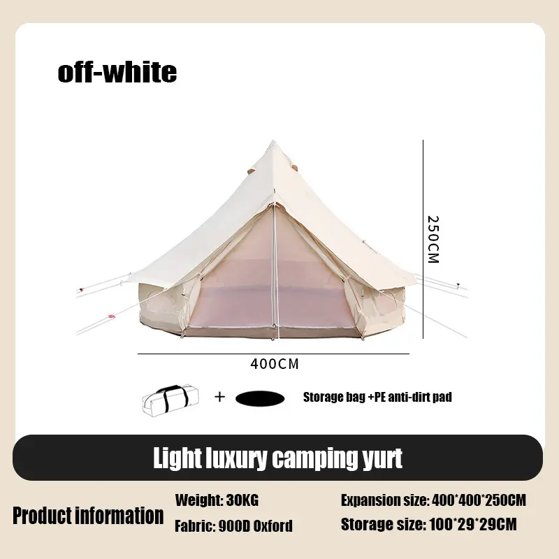 2024 The latest outdoor camping full set of yurt big tent travel Pyramid with chimney camping rain tent