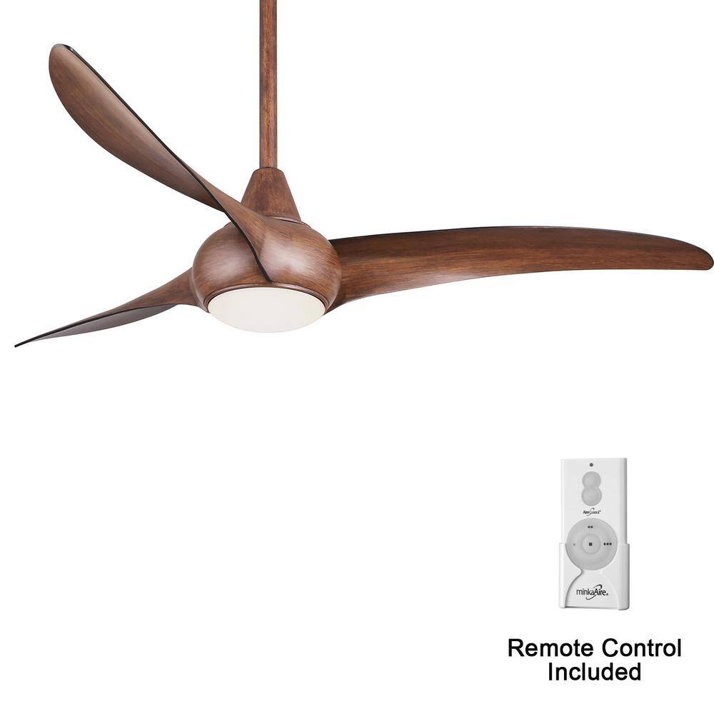 MINKA-AIRE Light Wave 52 in. Integrated LED Indoor Distressed Koa Ceiling Fan with Light with Remote Control F844-DK