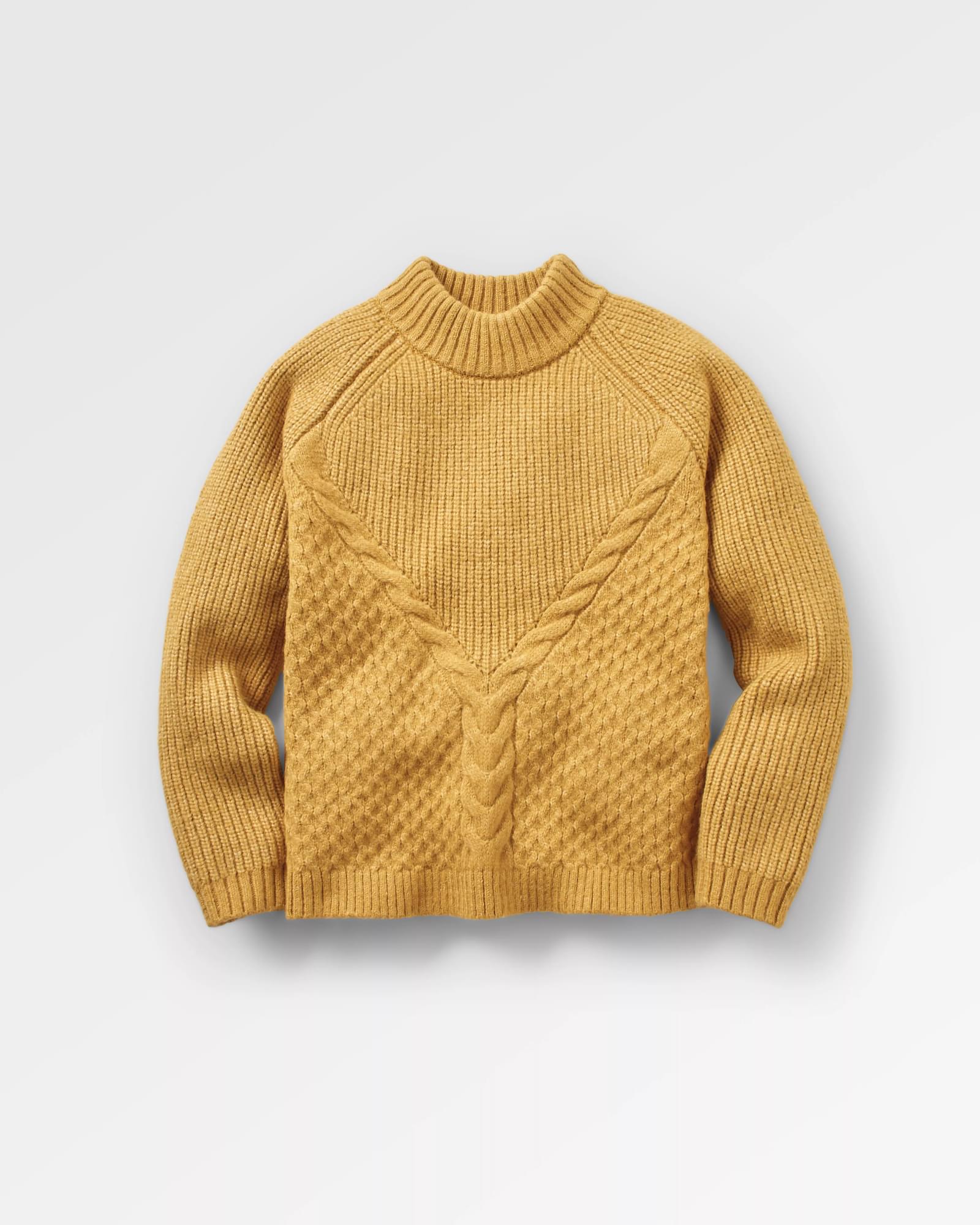 Cozy Cable Recycled Knitted Jumper - Mustard Gold