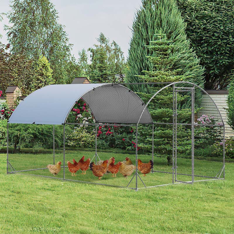 12.5 FT Large Metal Chicken Coop Walk-in Dome Poultry Cage Hen Run House Rabbits Habitat Cage with Cover