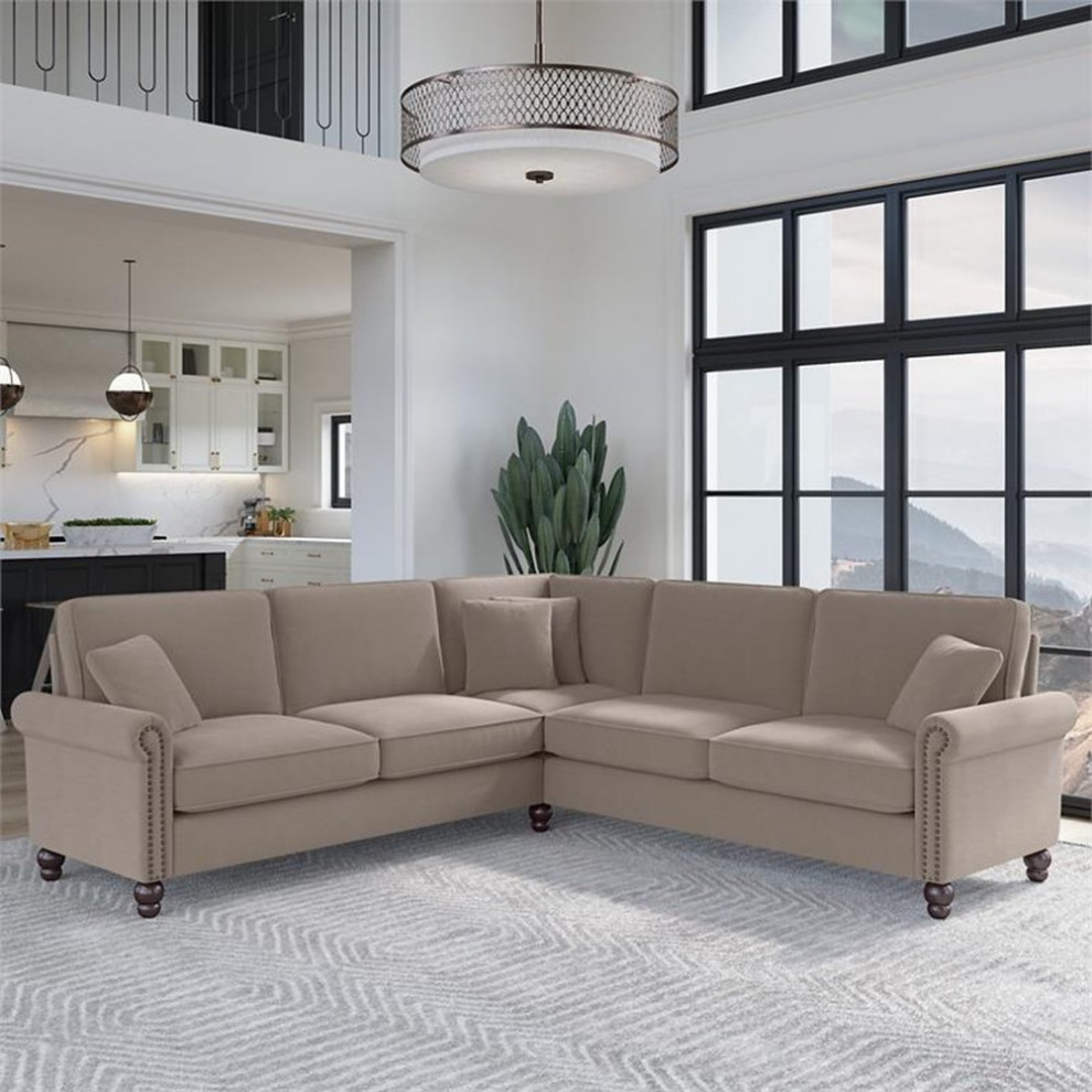 Coventry 99W L Shaped Sectional Couch in Dark Gray Microsuede   Sectional Sofas   by Homesquare  Houzz