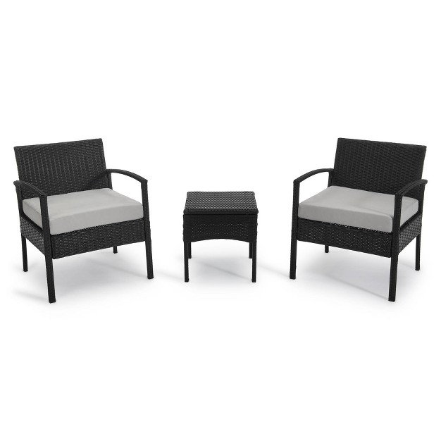 Edyo Living 3pc Wicker Outdoor Patio Conversation Furniture Set